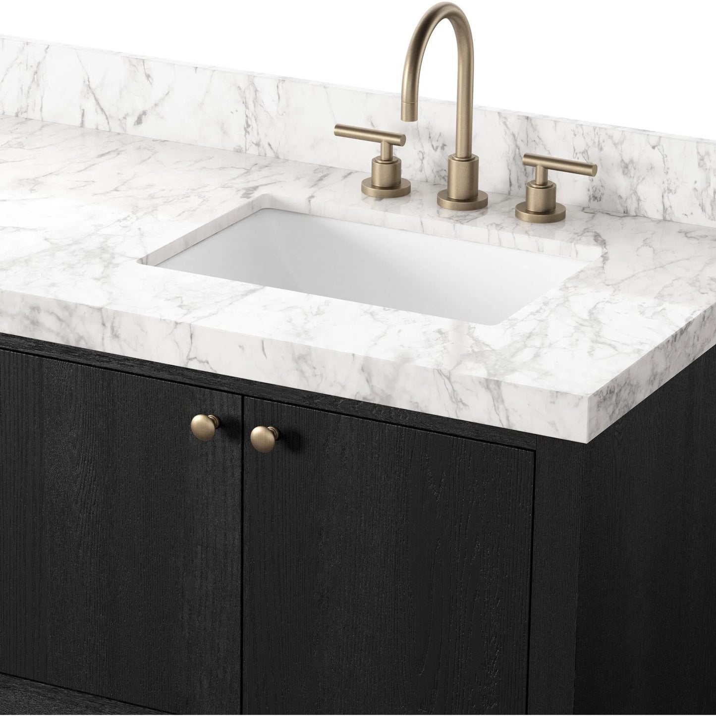020 SI-2377096 | Closeup | Anthem Double Vanity by Four Hands. Made from thick oak veneer, solid marble in a unique style.