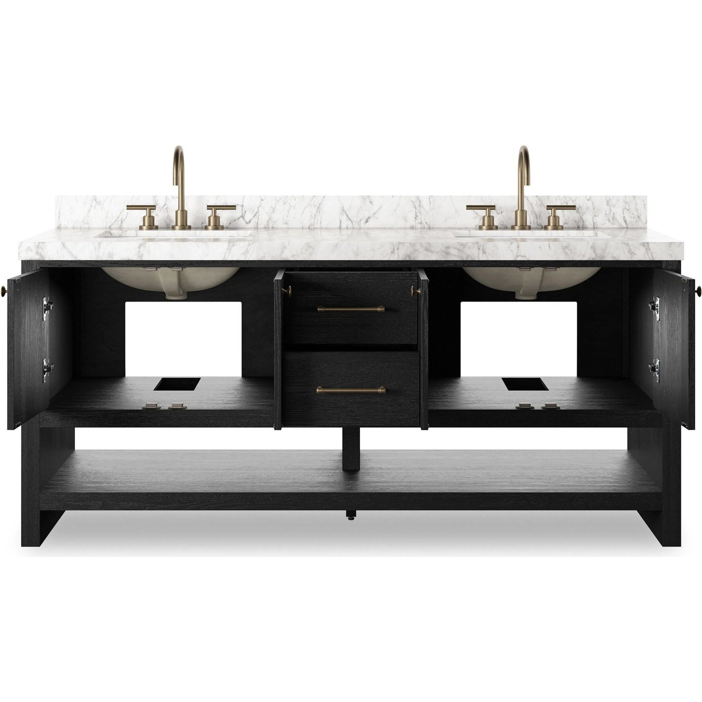 022 SI-2377096 | Closeup | Anthem Double Vanity by Four Hands. Made from thick oak veneer, solid marble in a unique style.
