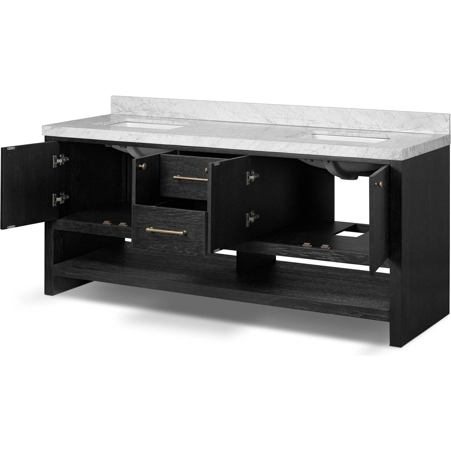021 SI-2377096 | Closeup | Anthem Double Vanity by Four Hands. Made from thick oak veneer, solid marble in a unique style.