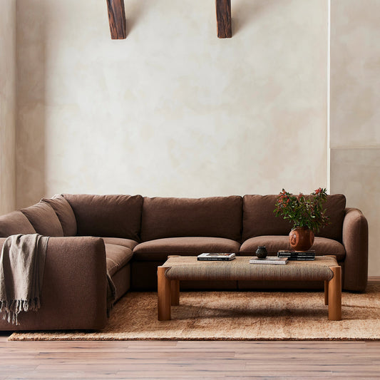 Ingel 5-Piece Sectional by Four Hands. Made from 39% linen, 35% cotton, 26% polyester, poplar plywood, 100% polyester in a modern style.