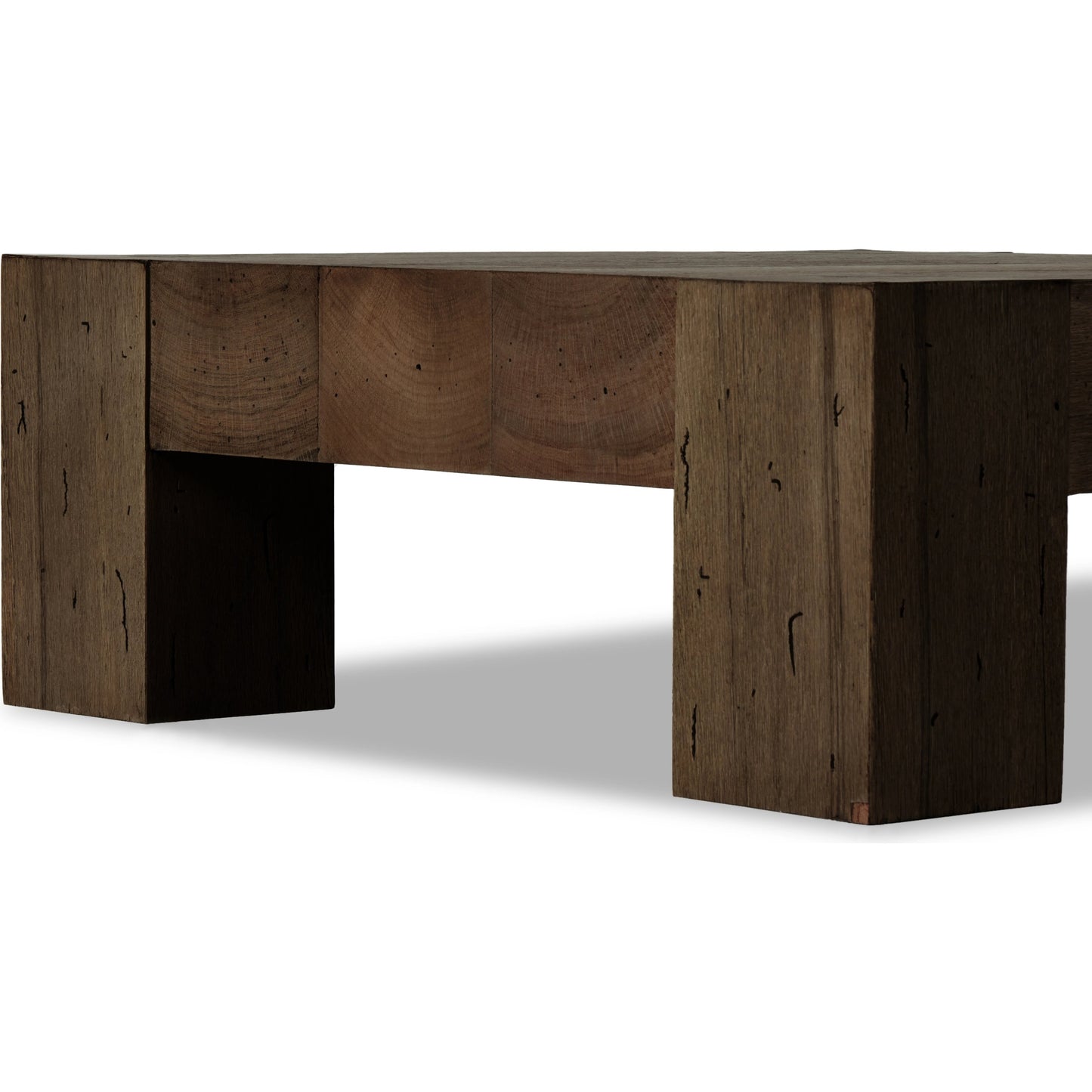 007 SI-2000881 | Additional Silo | Abaso Small Square Coffee Table by Four Hands in ebony rustic wormwood oak. Made from thick oak veneer, engineered hardwood in a modern style.