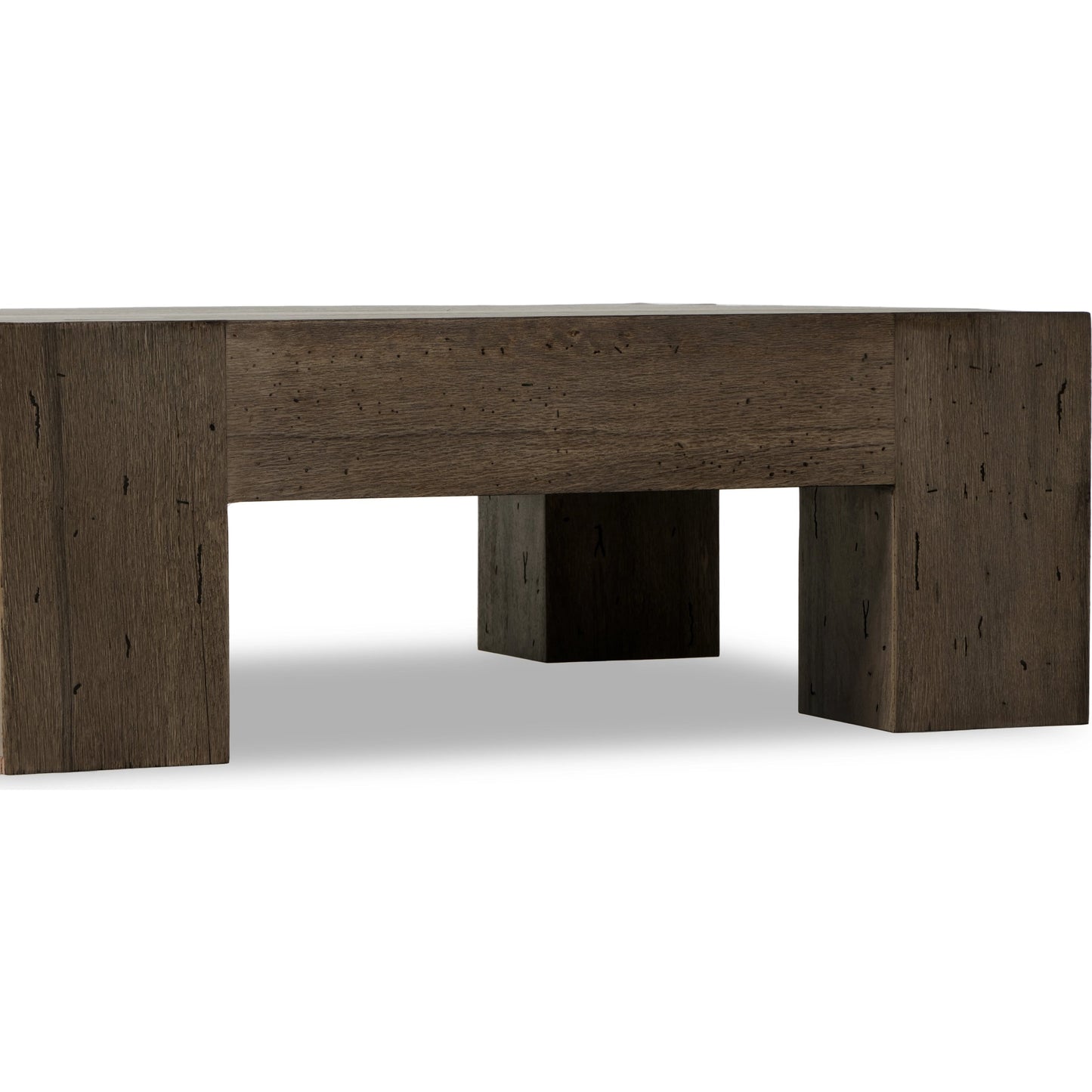 008 SI-2000881 | Additional Silo | Abaso Small Square Coffee Table by Four Hands in ebony rustic wormwood oak. Made from thick oak veneer, engineered hardwood in a modern style.