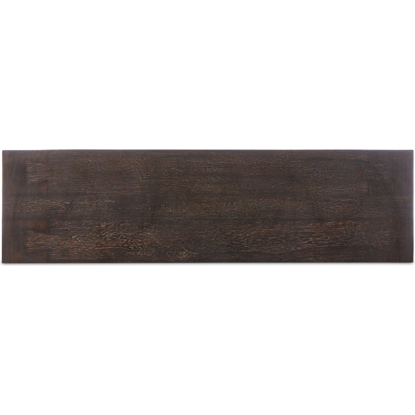 011 SI-2137147 | Additional Silo | Abaso Accent Bench by Four Hands in ebony rustic wormwood oak. Made from thick oak veneer, engineered hardwood in a modern style.
