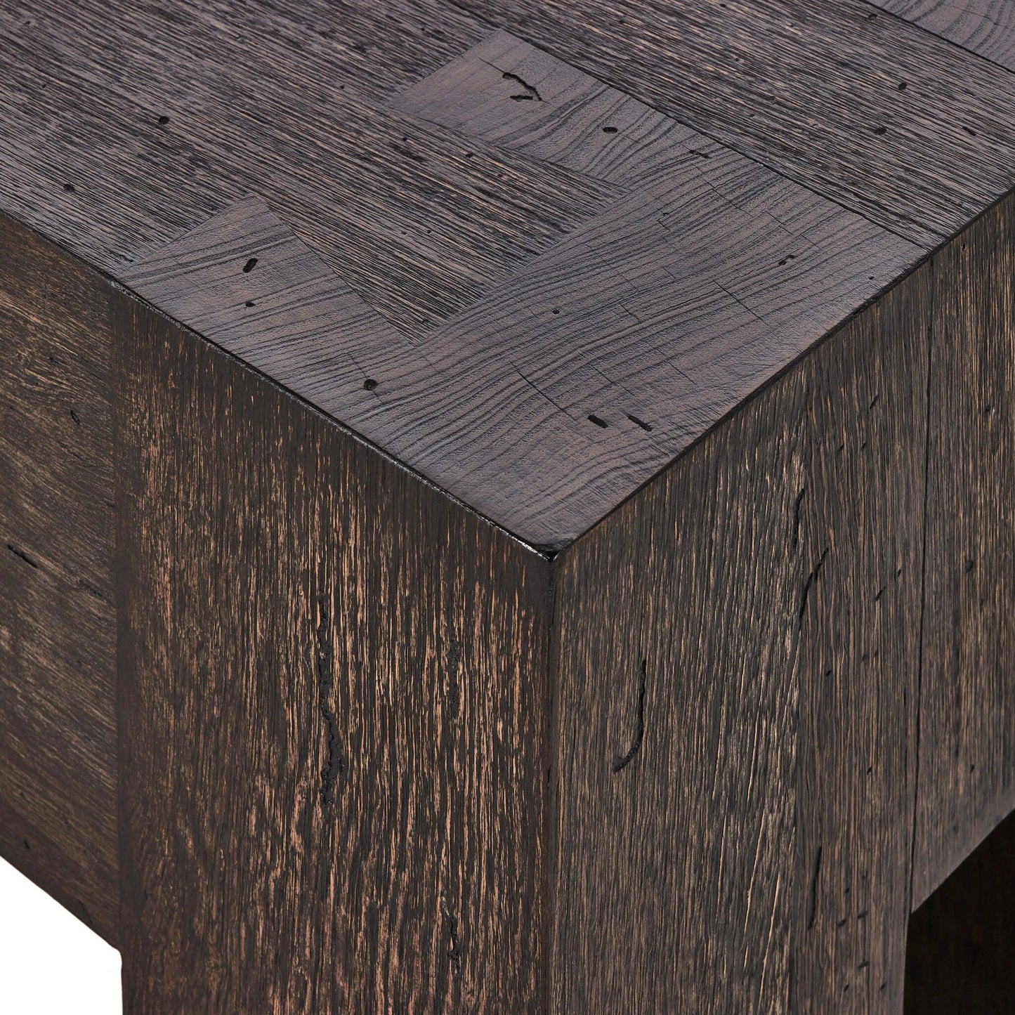 024 SI-2137147 | Closeup | Abaso Accent Bench by Four Hands. Made from thick oak veneer, engineered hardwood in a modern style.
