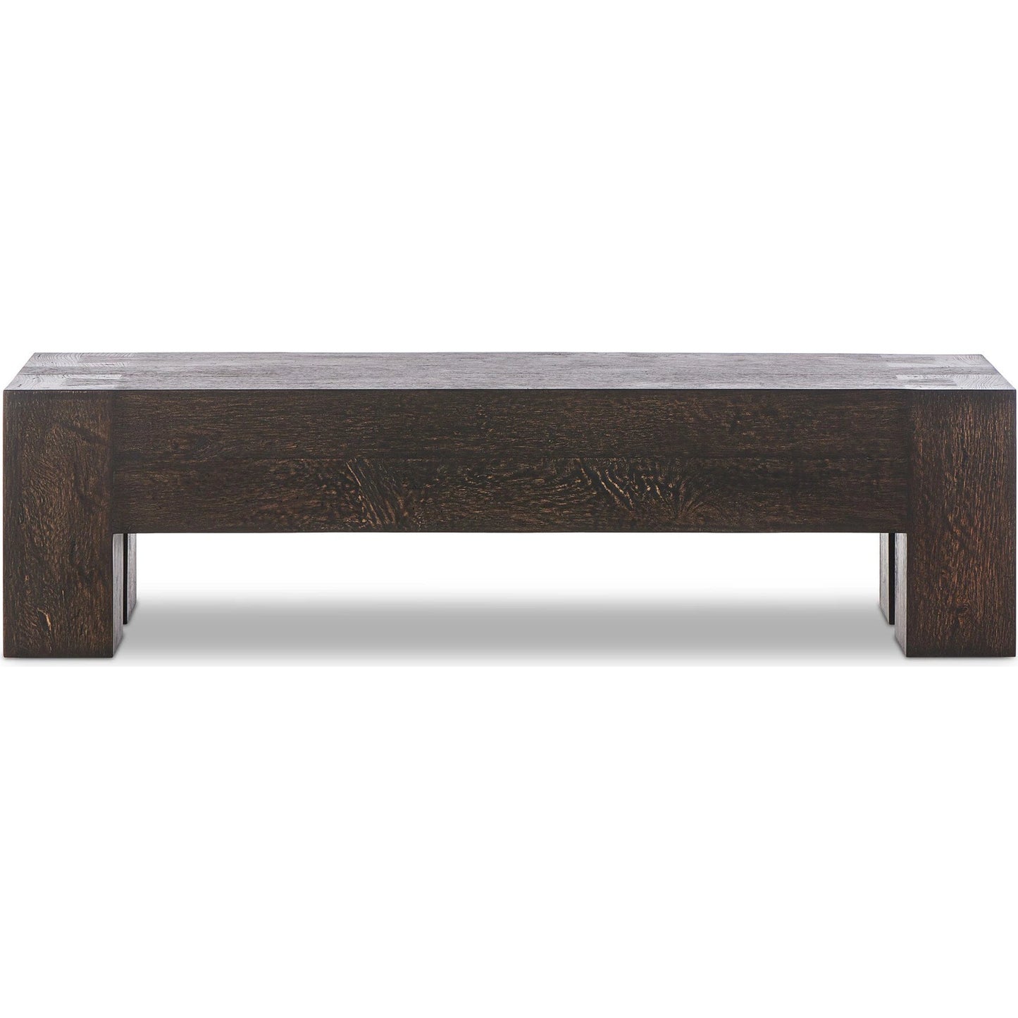 008 SI-2137147 | Additional Silo | Abaso Accent Bench by Four Hands in ebony rustic wormwood oak. Made from thick oak veneer, engineered hardwood in a modern style.