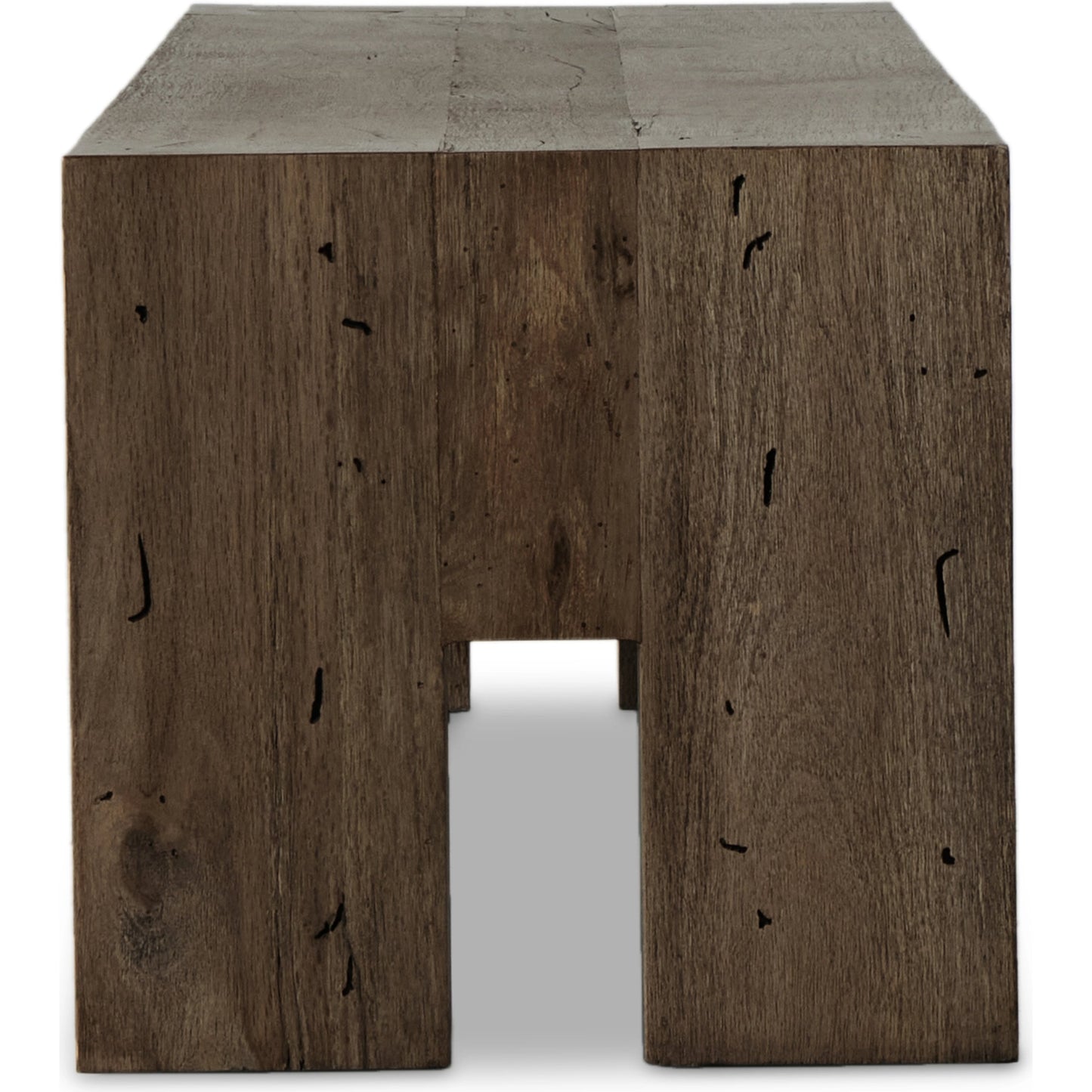 003 SI-2000875 | Additional Silo | Abaso Large Accent Bench by Four Hands in ebony rustic wormwood oak. Made from thick oak veneer, engineered hardwood in a modern style.