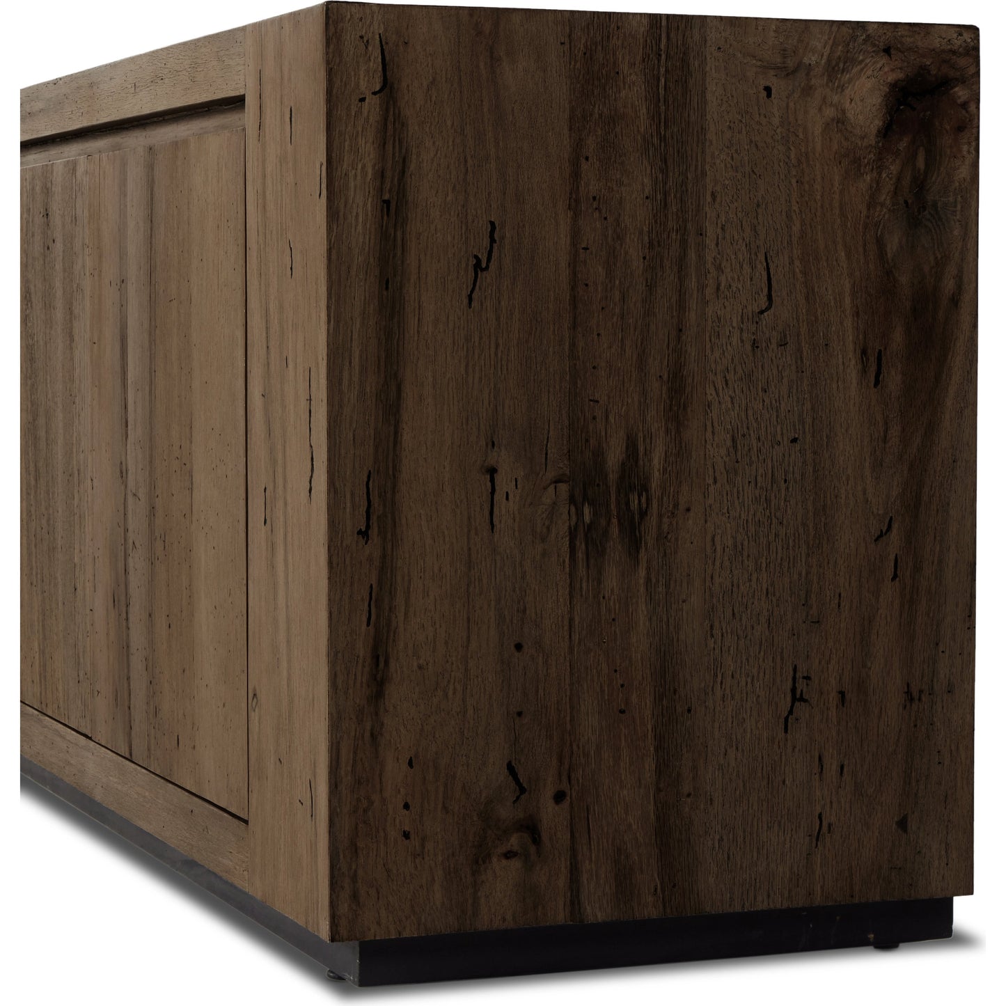 020 SI-2000877 | Closeup | Abaso Media Console by Four Hands. Made from thick oak veneer in a modern style.