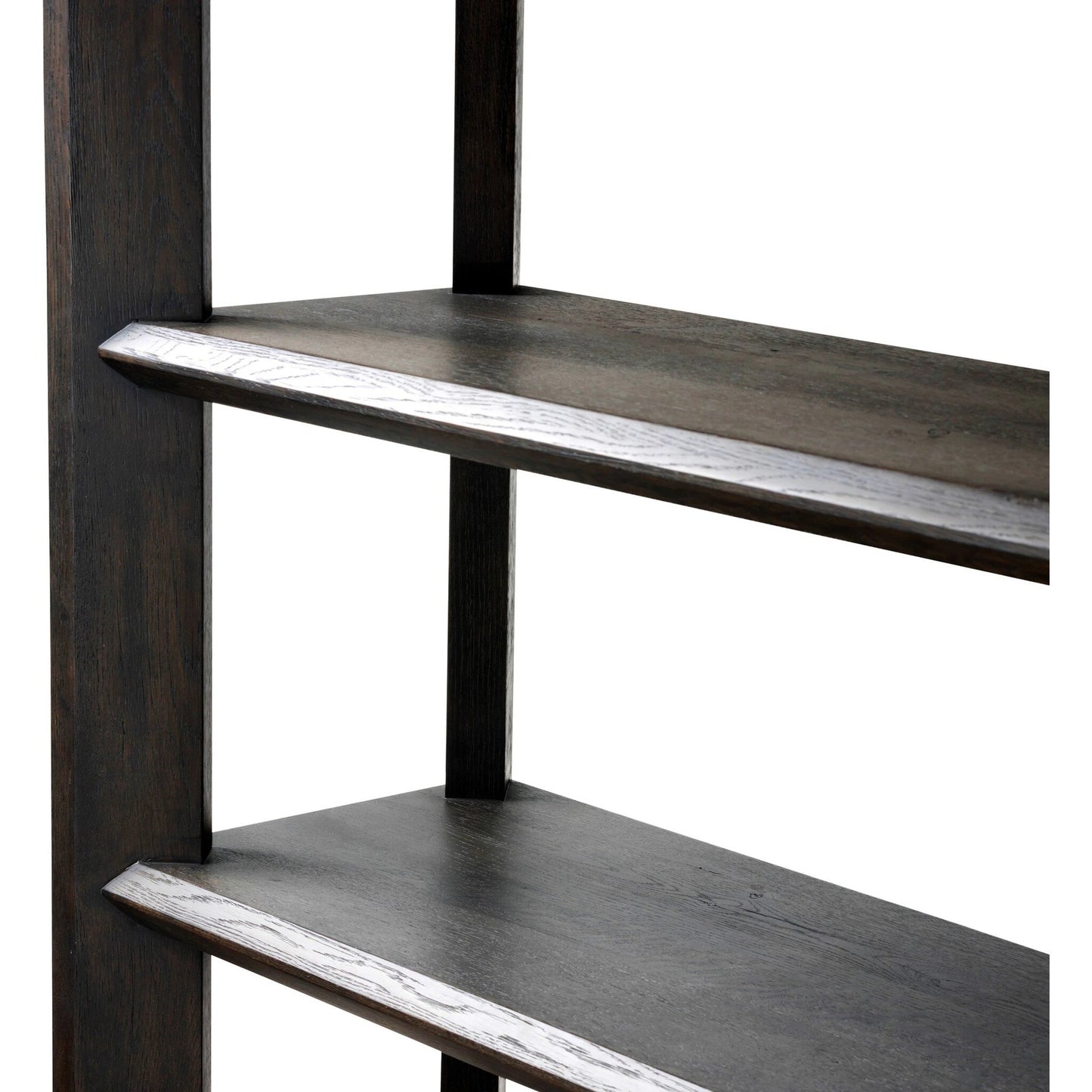 006 SI-2137546 | Closeup | Orwin Bookshelf by Four Hands in smoked black oak. Made from solid oak, thick oak veneer in a modern style.