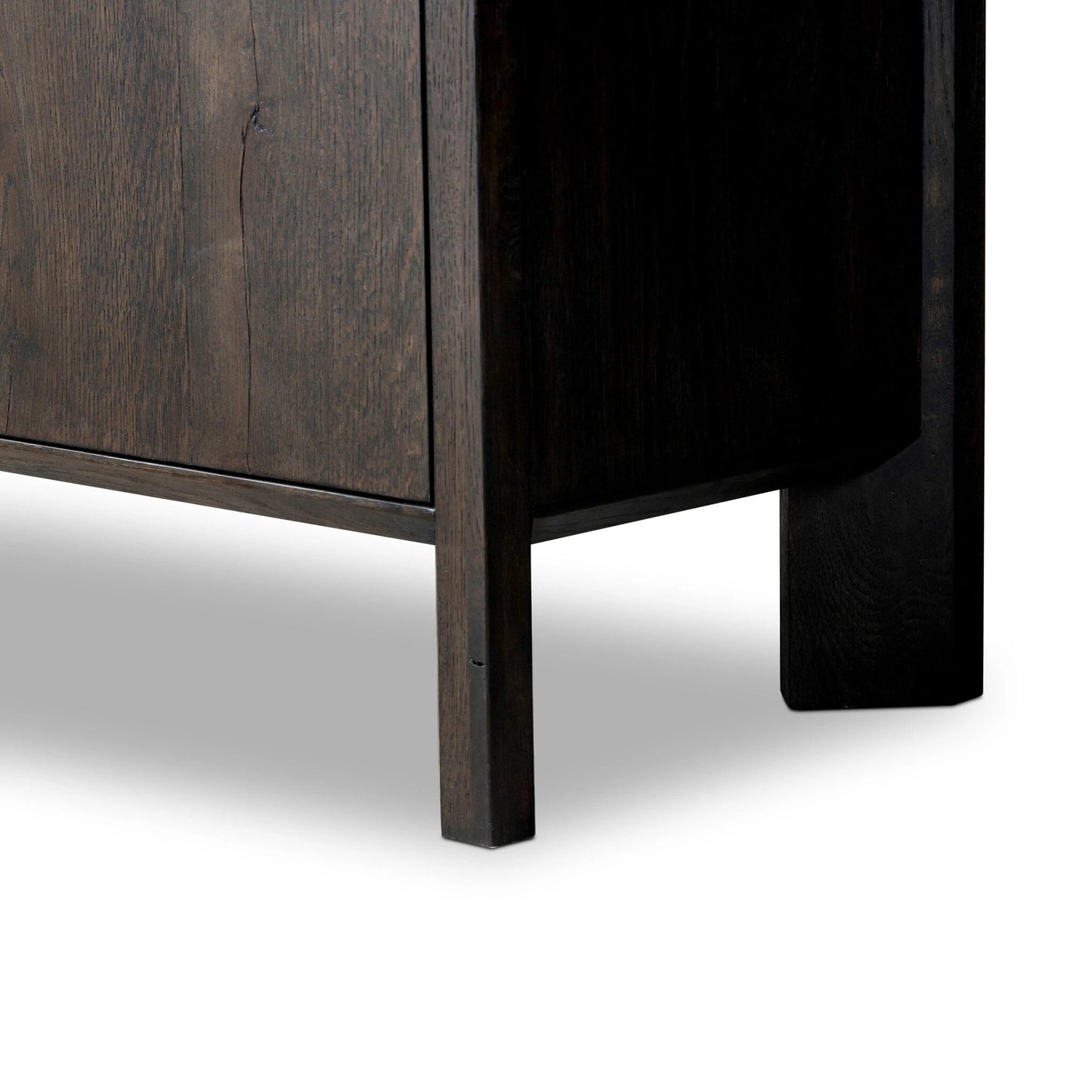 007 SI-2137546 | Closeup | Orwin Bookshelf by Four Hands in smoked black oak. Made from solid oak, thick oak veneer in a modern style.