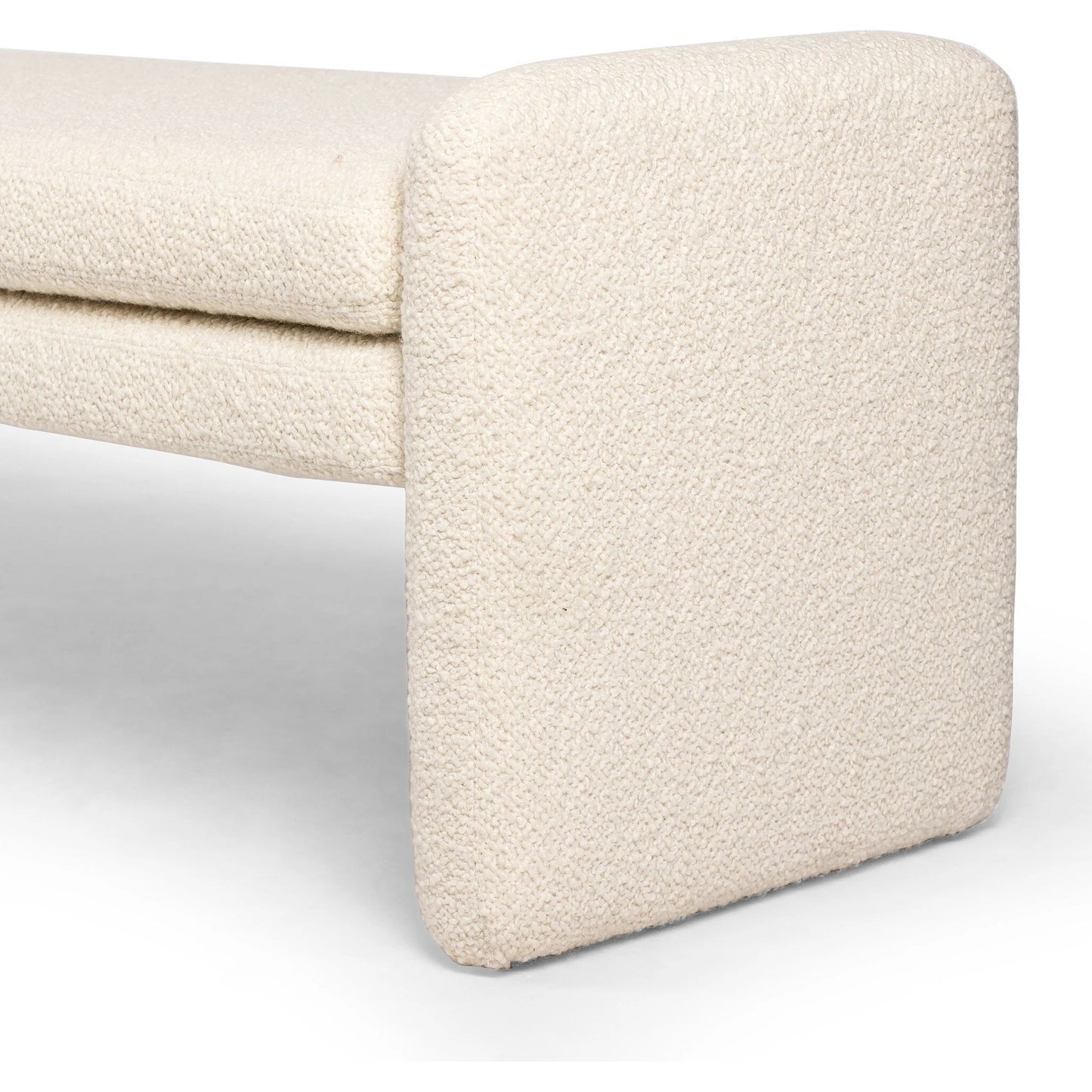 005 SI-2137584 | Closeup | Serena Accent Bench by Four Hands in durham cream. Made from 61% polyester, 39% wool, poplar plywood, 100% polyester in a modern style.