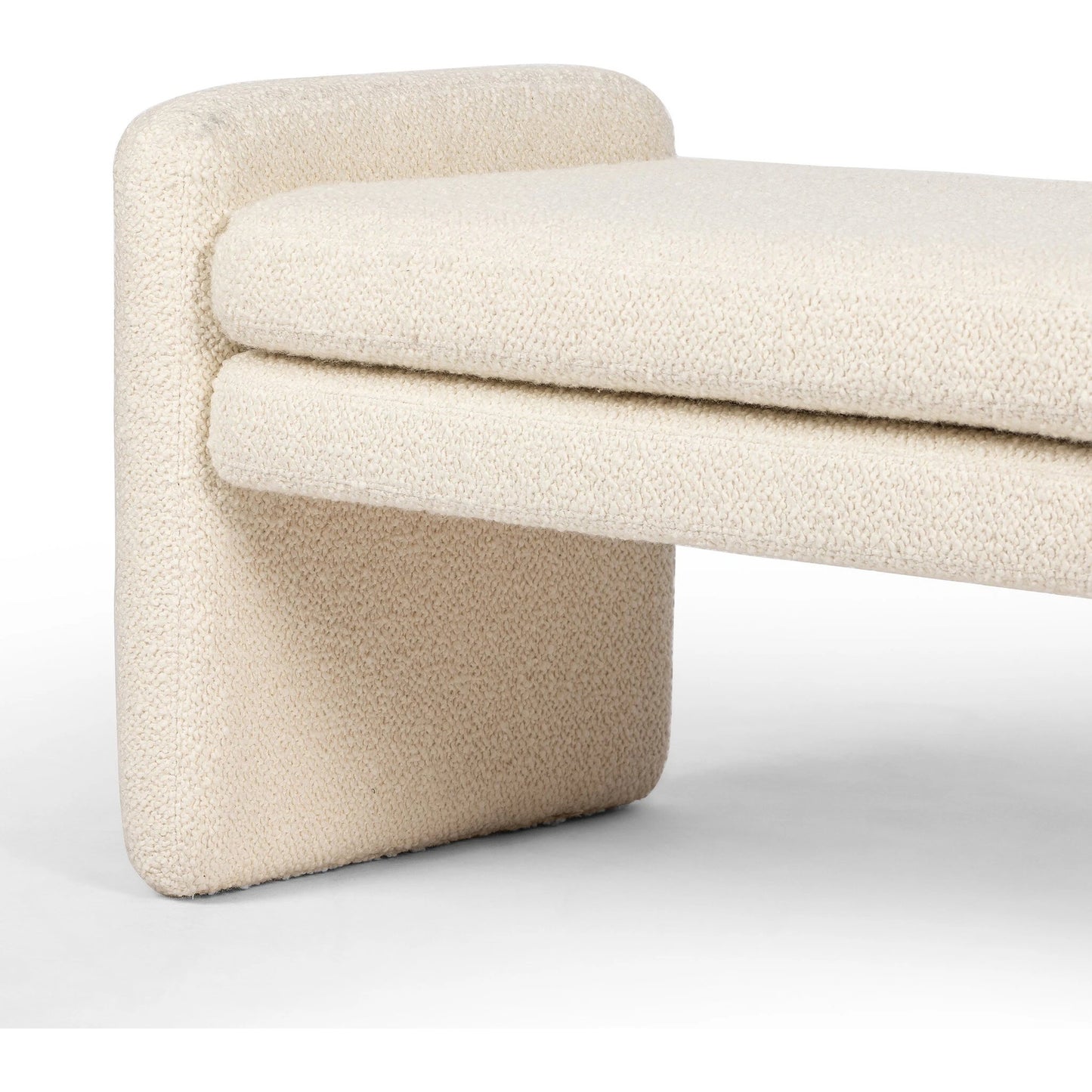 007 SI-2137584 | Closeup | Serena Accent Bench by Four Hands in durham cream. Made from 61% polyester, 39% wool, poplar plywood, 100% polyester in a modern style.