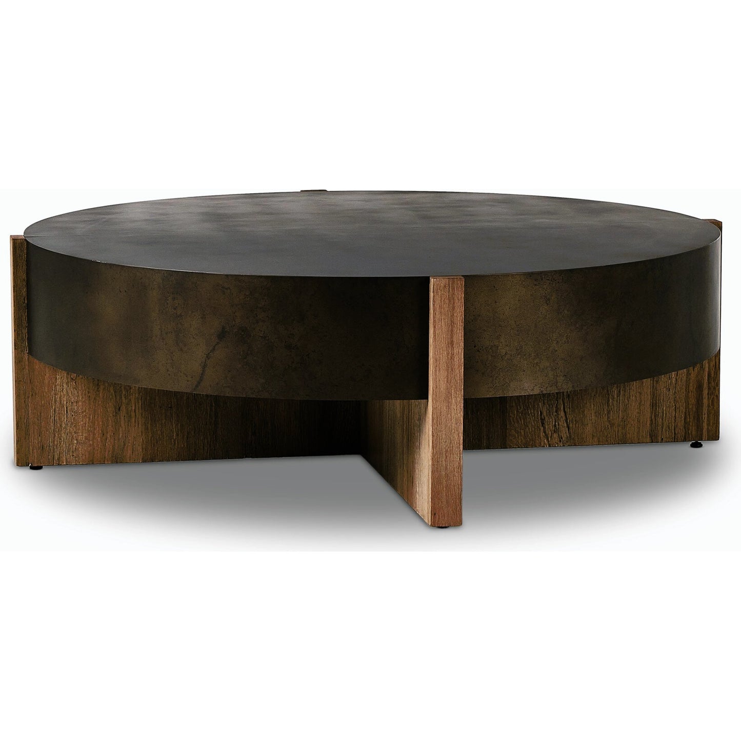 002 SI-2137208 | Primary Silo | Bingham Large Coffee Table by Four Hands in distressed iron, rustic oak. Made from iron, thick oak veneer, engineered hardwood in a modern style.
