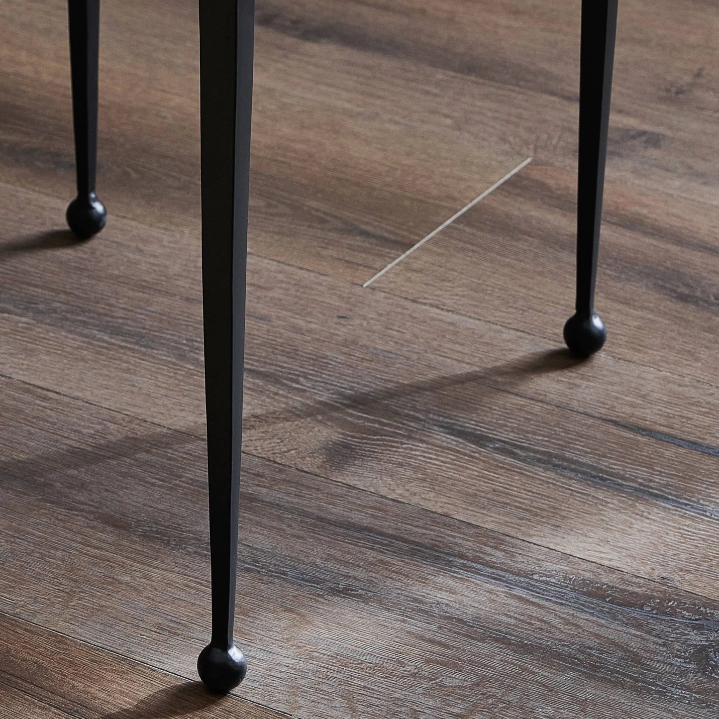 008 SI-2137287 | Closeup | Dalston Cast Glass Nesting Tables by Four Hands in smoked black cast glass, iron matte black. Made from cast glass, iron in a modern style.
