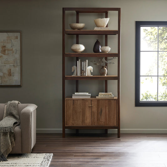 Reza Bookcase by Four Hands. Made from solid acacia, solid parawood in a modern style.