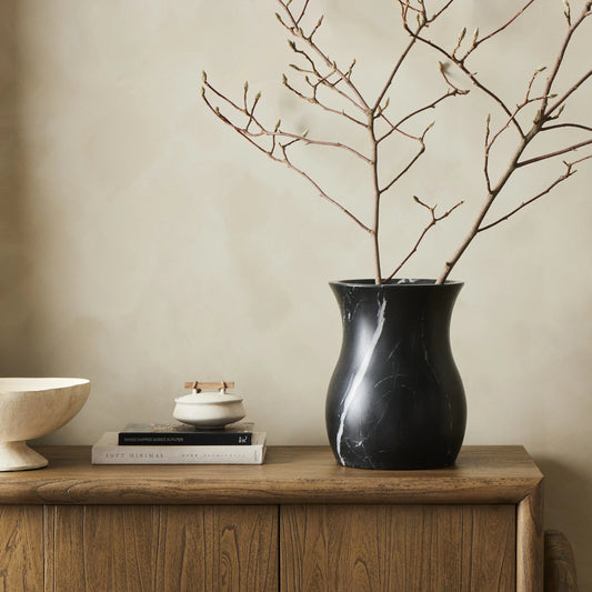 Sona Vase by Four Hands in black marble. Made from solid marble in a modern style.