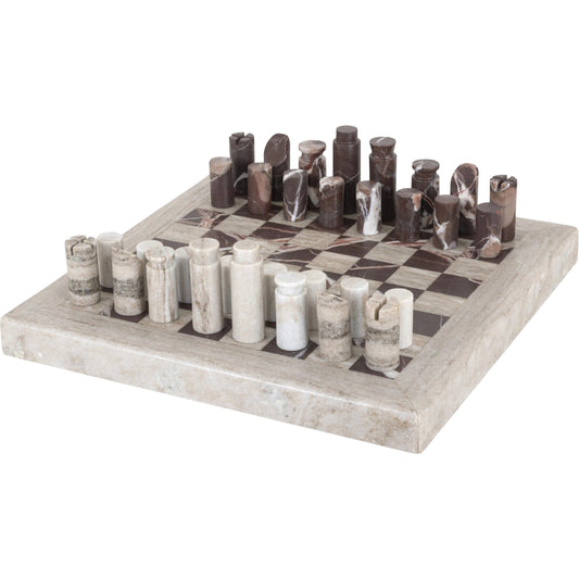 001 SI-2535343 | Primary Silo | Stone Chess Set by Four Hands in antique white marble, merlot marble. Made from solid marble in a unique style.