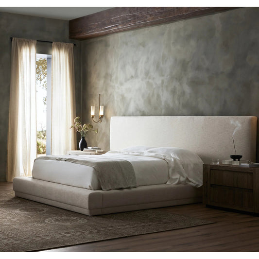 Martina Bed by Four Hands in bergamo parchment. Made from 75% cotton, 25% flax, linen, iron, 100% polyester in a modern style.