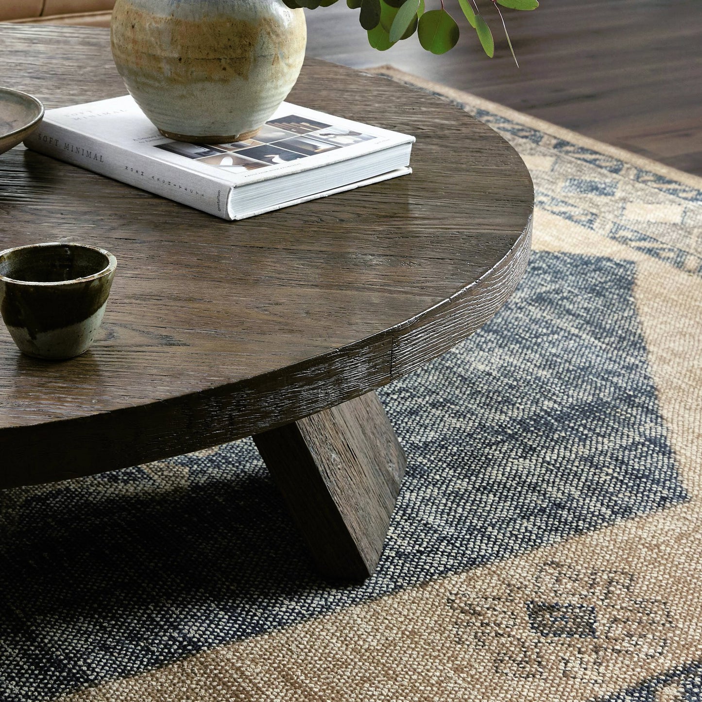 013 SI-2158500 | Closeup | Sparrow Coffee Table by Four Hands in ashen oak resawn. Made from resawn oak, poplar plywood in a modern style.