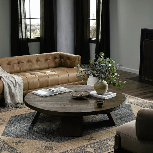 Sparrow Coffee Table by Four Hands in ashen oak resawn. Made from resawn oak, poplar plywood in a modern style.
