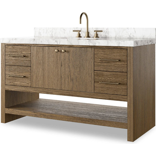 012 SI-2377099 | Primary Silo | Anthem Single Wide Vanity by Four Hands. Made from thick oak veneer, solid marble in a modern style.