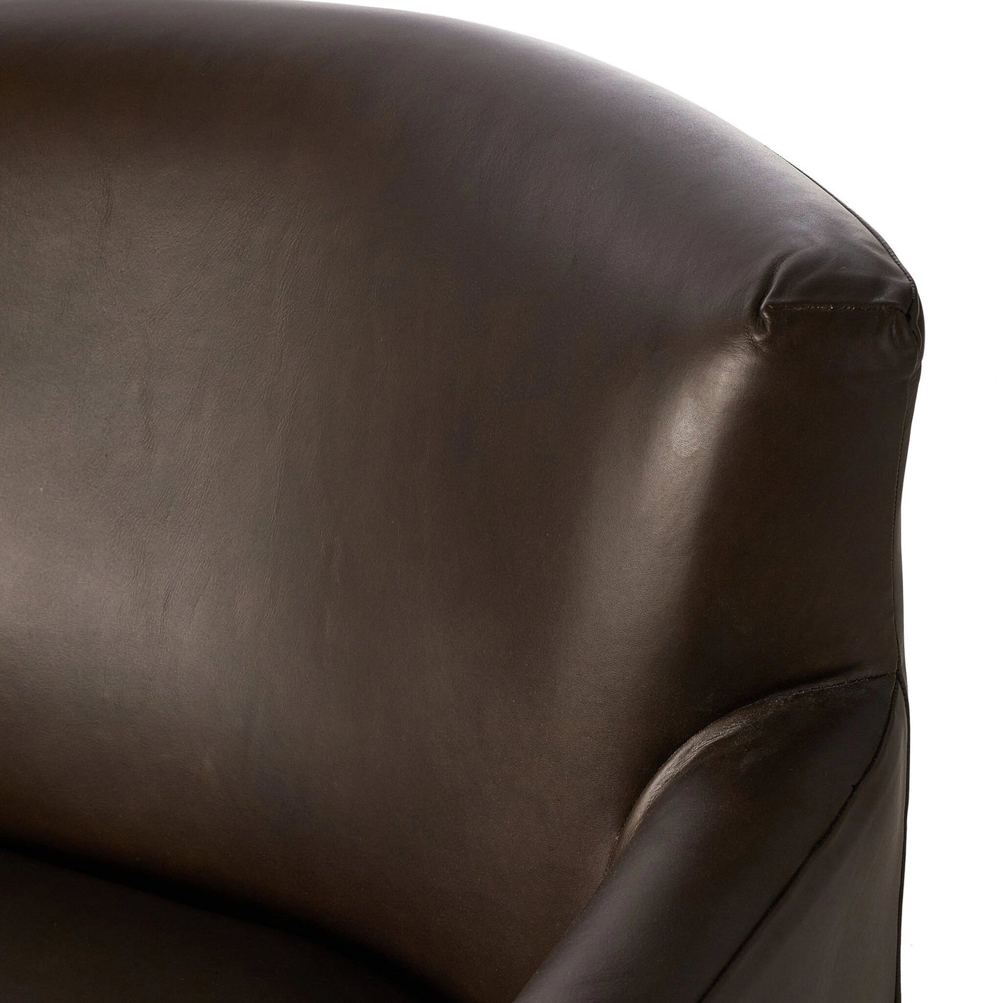008 SI-2137517 | Closeup | Miriam Swivel Chair by Four Hands in heirloom cigar. Made from top grain leather, pine plywood, solid pine in a modern style.