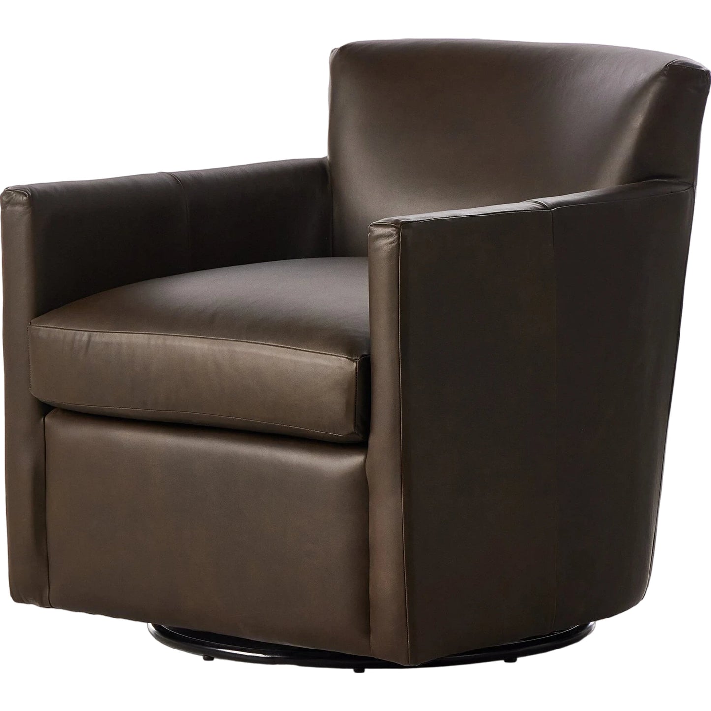 001 SI-2137517 | Primary Silo | Miriam Swivel Chair by Four Hands in heirloom cigar. Made from top grain leather, pine plywood, solid pine in a modern style.