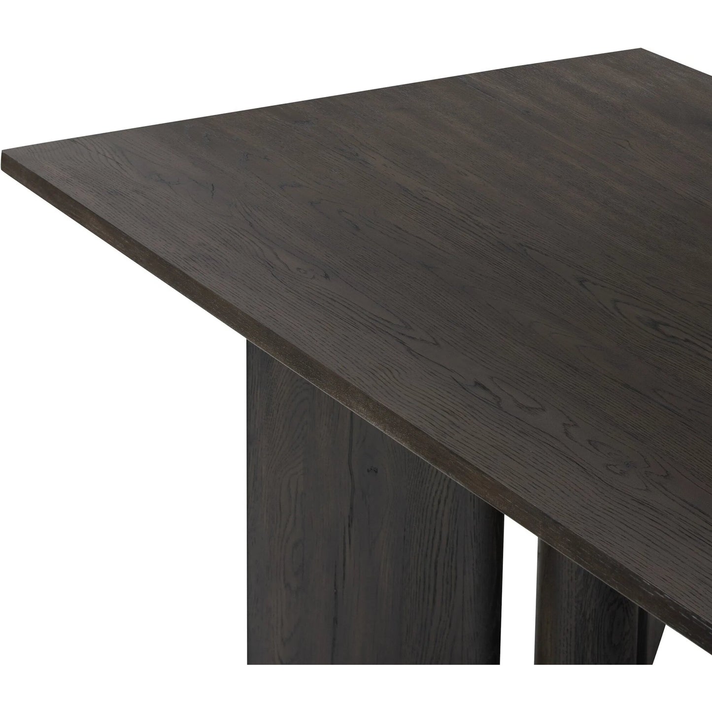 006 SI-2320129 | Closeup | Huxley Dining Table by Four Hands in smoked black veneer. Made from thick oak veneer, solid oak in a unique style.