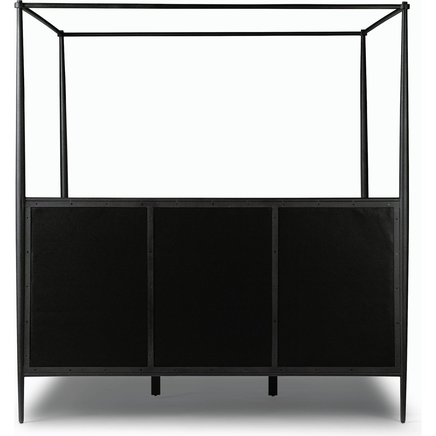 008 SI-2158601 | Additional Silo | Xander Canopy Bed by Four Hands in savoy parchment, textured black iron. Made from 54% polyester, 36% viscose (rayon), 10% flax/linen, iron in a modern style.