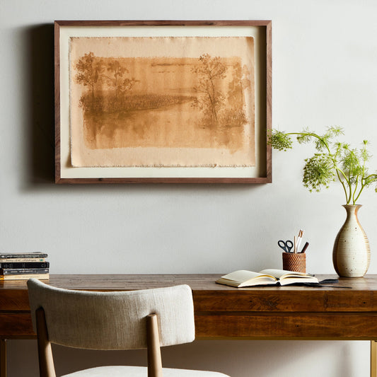 Daughters of the Water IX by Aileen Fitzgerald by Four Hands in walnut. Made from rustic 2.5 walnut, fredrix 558 raw canvas in a modern style.