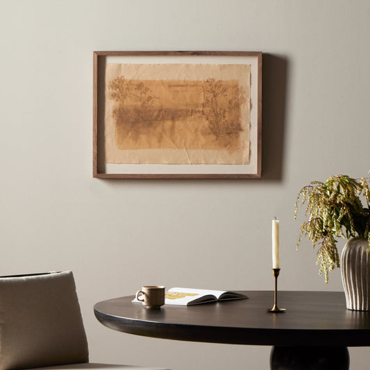 Daughters of the Water II by Aileen Fitzgerald by Four Hands in walnut. Made from linen backer, rustic walnut, fredrix 558 raw canvas in a modern style.