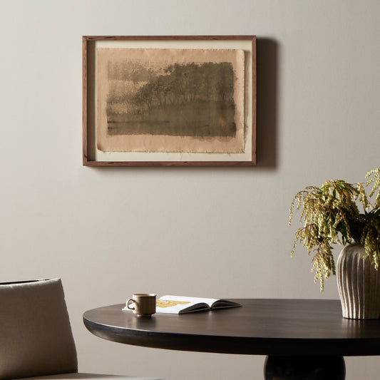 Daughters of the Water IV by Aileen Fitzgerald by Four Hands in walnut. Made from linen backer, rustic walnut, fredrix 558 raw canvas in a modern style.