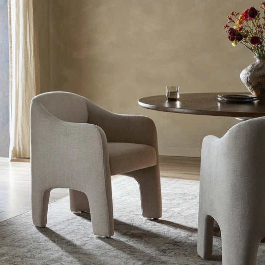 Sully Dining Chair by Four Hands in harbor sand. Made from 60% polyester, 40% viscose (rayon) in a unique style.