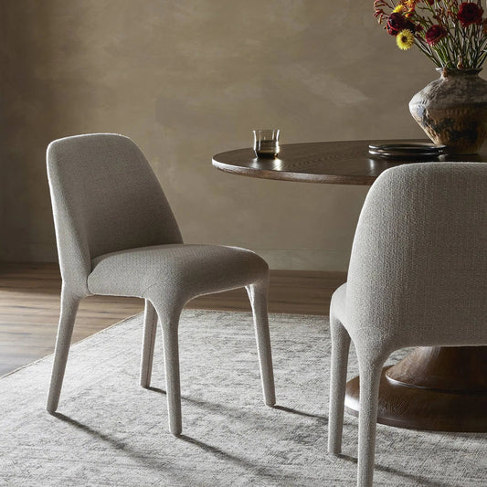 Bensen Dining Chair by Four Hands in gibson taupe. Made from 97% polyester, 3% acrylic in a coastal style.