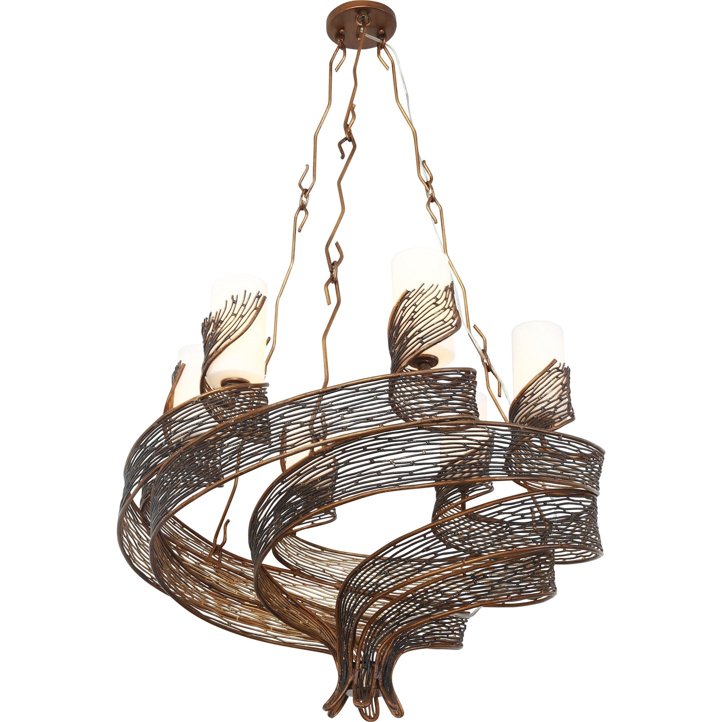 005 SR-817740 | Additional Silo | Flow Chandelier by Varaluz in hammered orange. Made from hammered ore, gloss opal in a modern style.