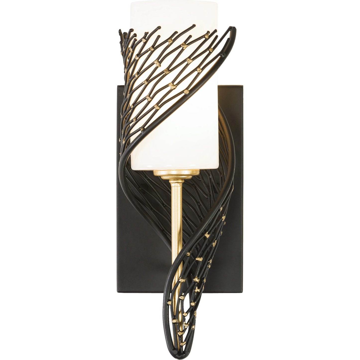 002 SI-1991389 | Additional Silo | Flow I Sconce by Varaluz in matte black/french gold. Made from unique in a modern style.