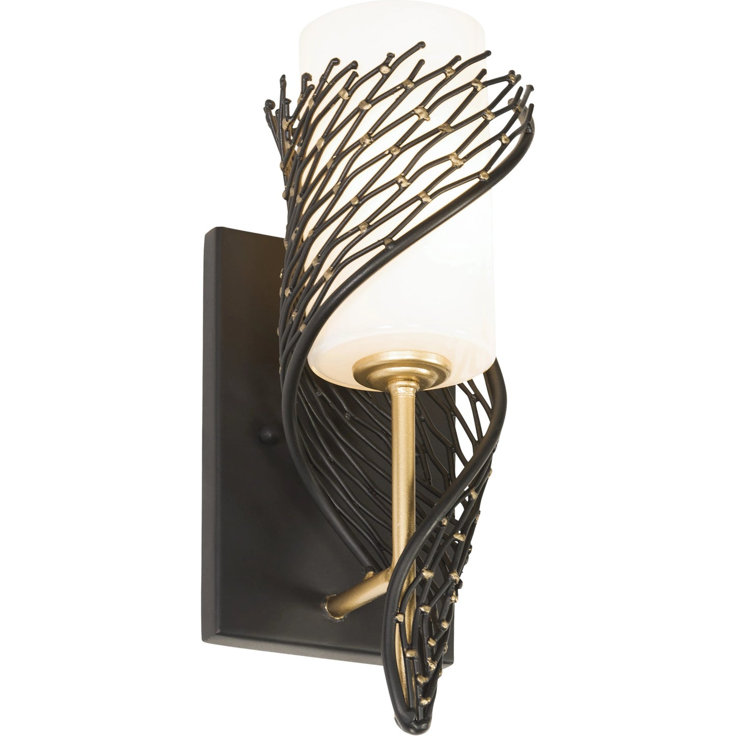 003 SI-1991389 | Additional Silo | Flow I Sconce by Varaluz in matte black/french gold. Made from unique in a modern style.