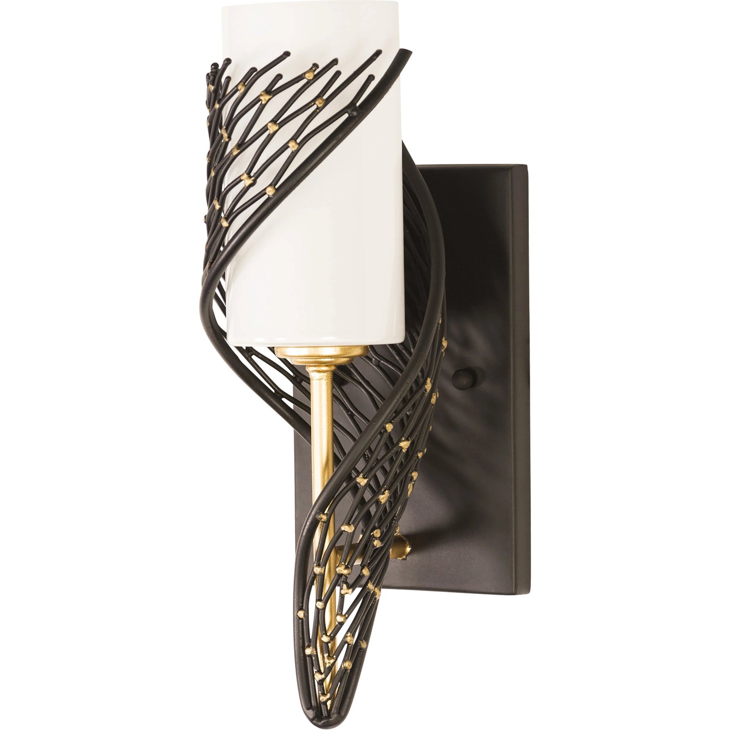 004 SI-1991389 | Additional Silo | Flow I Sconce by Varaluz in matte black/french gold. Made from unique in a modern style.