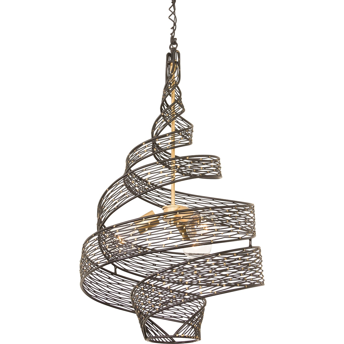 001 SI-1991395 | Additional Silo | Flow I Twist 3-Light Pendant by Varaluz in matte black/french gold. Made from unique in a modern style.