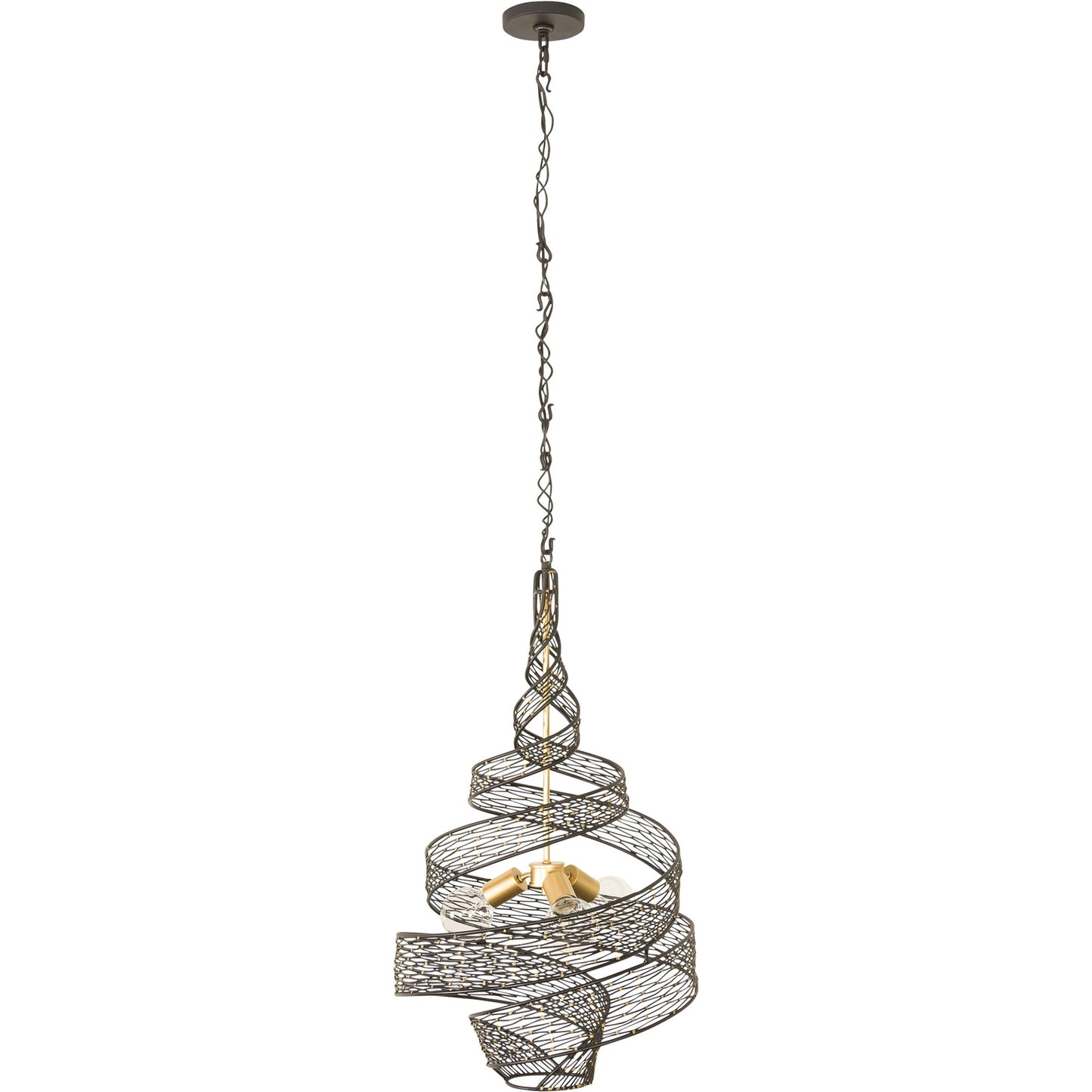 005 SI-1991395 | Additional Silo | Flow I Twist 3-Light Pendant by Varaluz in matte black/french gold. Made from unique in a modern style.