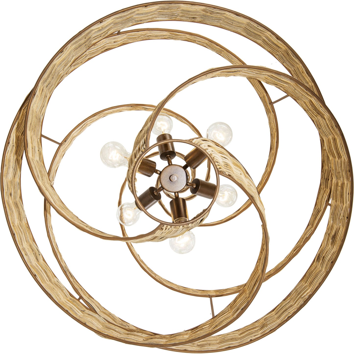 010 SI-1991397 | Additional Silo | Flow II Twist 6-Light Pendant by Varaluz in baguette/natural rattan. Made from unique in a modern style.