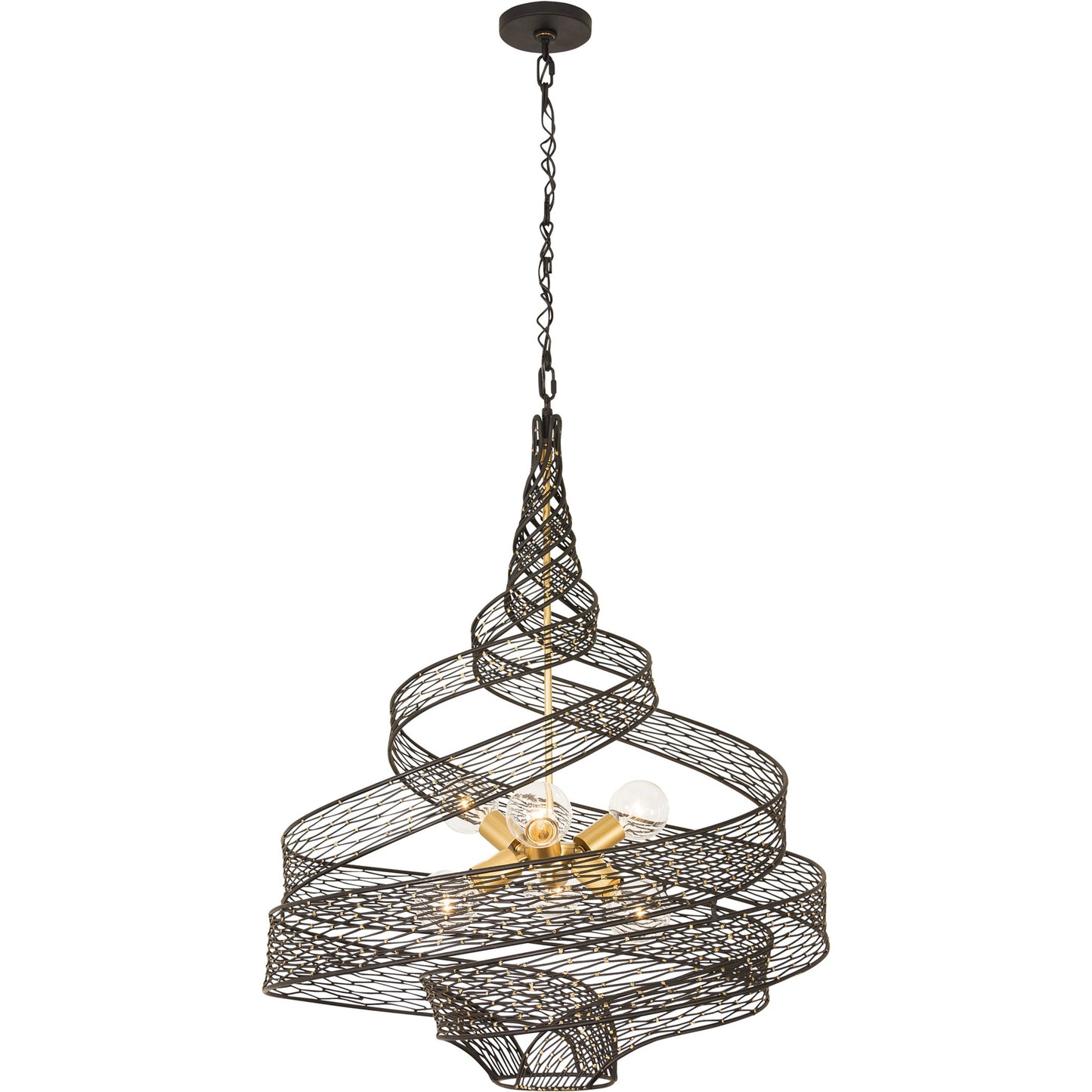 001 SI-1991398 | Additional Silo | Flow Twist 6-Light Pendant by Varaluz in matte black/french gold. Made from unique in a modern style.