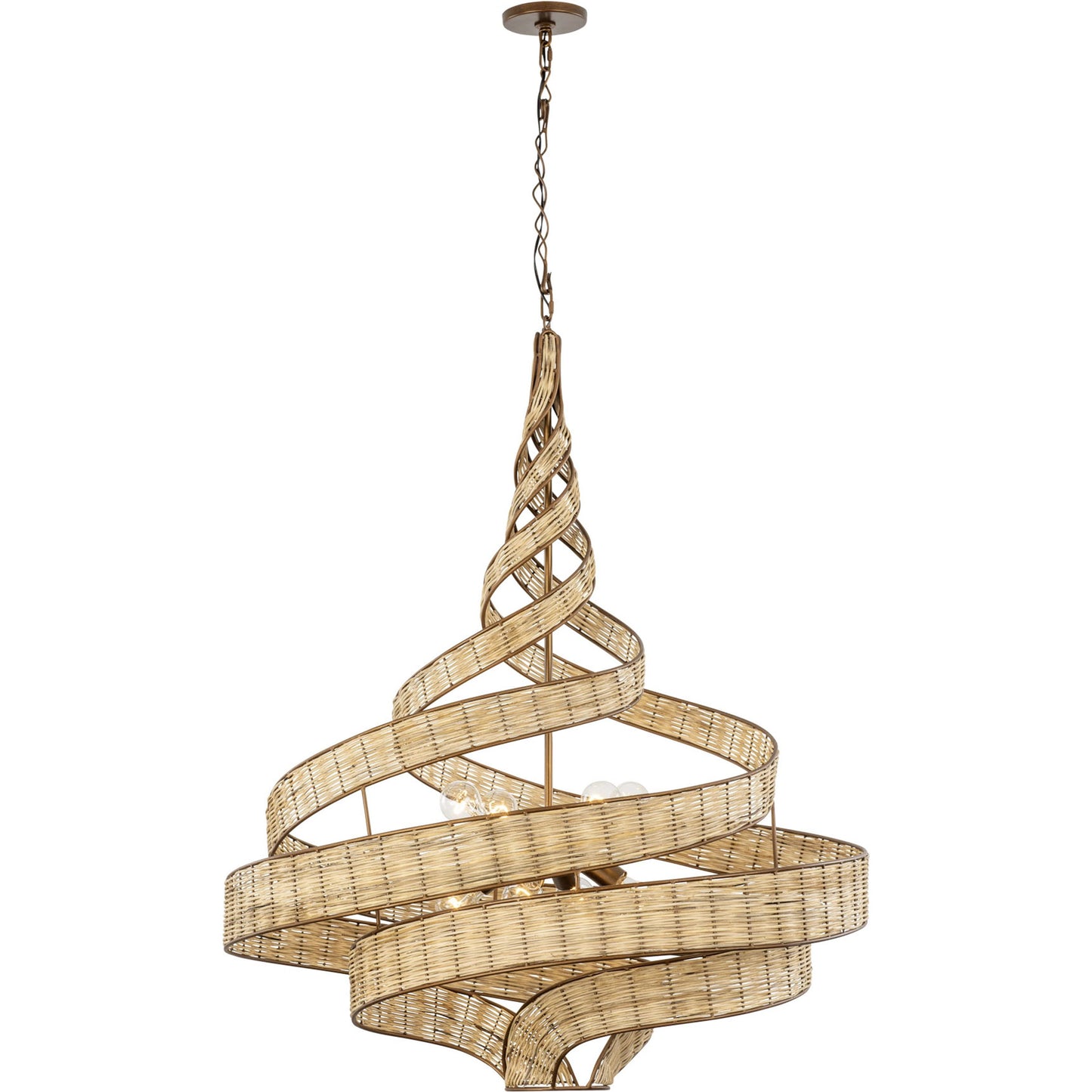 004 SI-1991400 | Additional Silo | Flow II Twist 8-Light Pendant by Varaluz in baguette/natural rattan. Made from unique in a modern style.