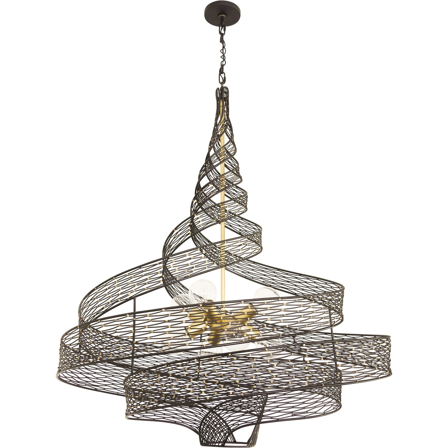 003 SI-1991401 | Additional Silo | Flow I Twist 8-Light Pendant by Varaluz in matte black/french gold. Made from unique in a modern style.