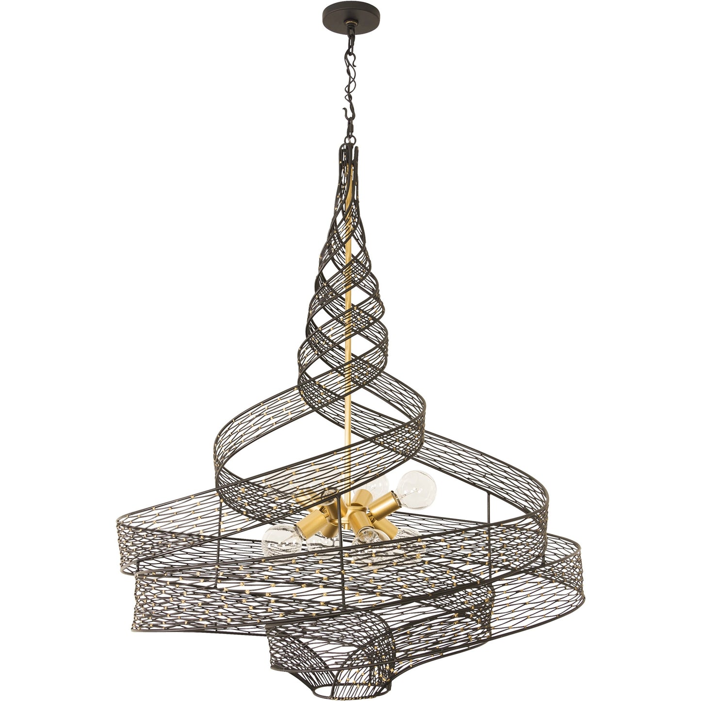 004 SI-1991401 | Additional Silo | Flow I Twist 8-Light Pendant by Varaluz in matte black/french gold. Made from unique in a modern style.