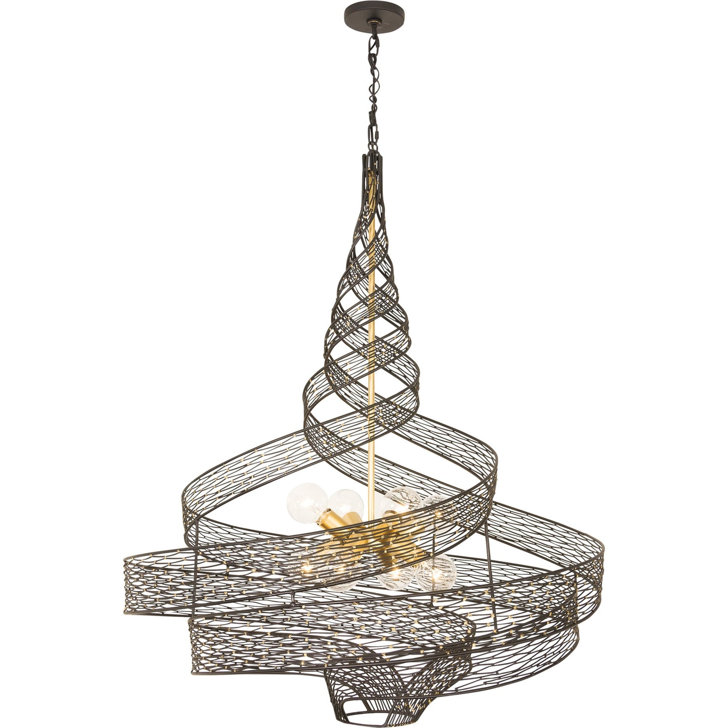 001 SI-1991401 | Additional Silo | Flow I Twist 8-Light Pendant by Varaluz in matte black/french gold. Made from unique in a modern style.