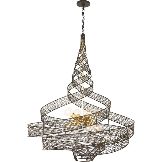 Flow I Twist 8-Light Pendant by Varaluz in matte black/french gold. Made from unique in a modern style.