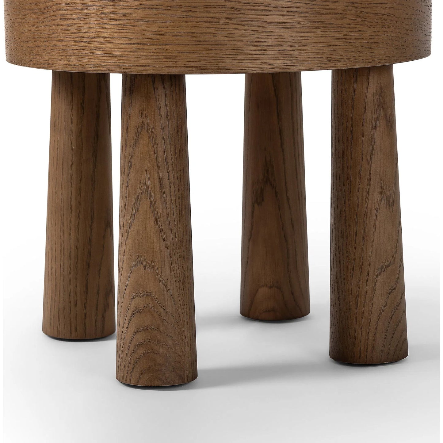 007 SI-2513283 | Closeup | Louise Accent Stool by Four Hands in sheffield ivory, warm oak veneer. Made from 100% polyester, oak veneer in a transitional style.