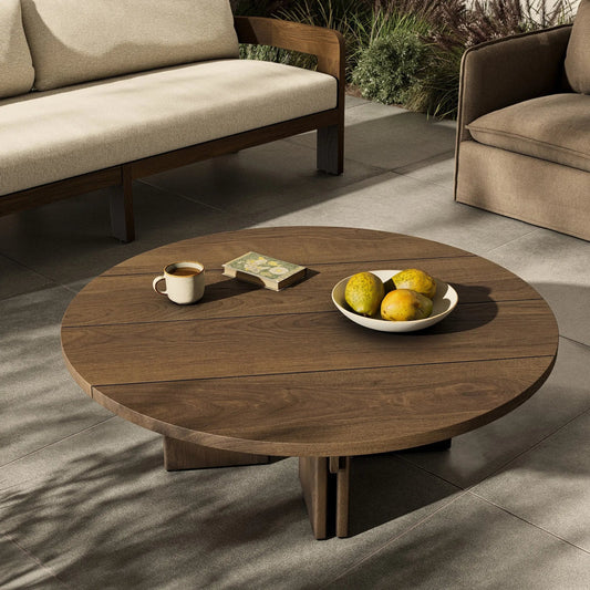 Railay Outdoor Coffee Table by Four Hands in stained toasted brown-fsc. Made from solid fsc®-certified teak in a traditional style.
