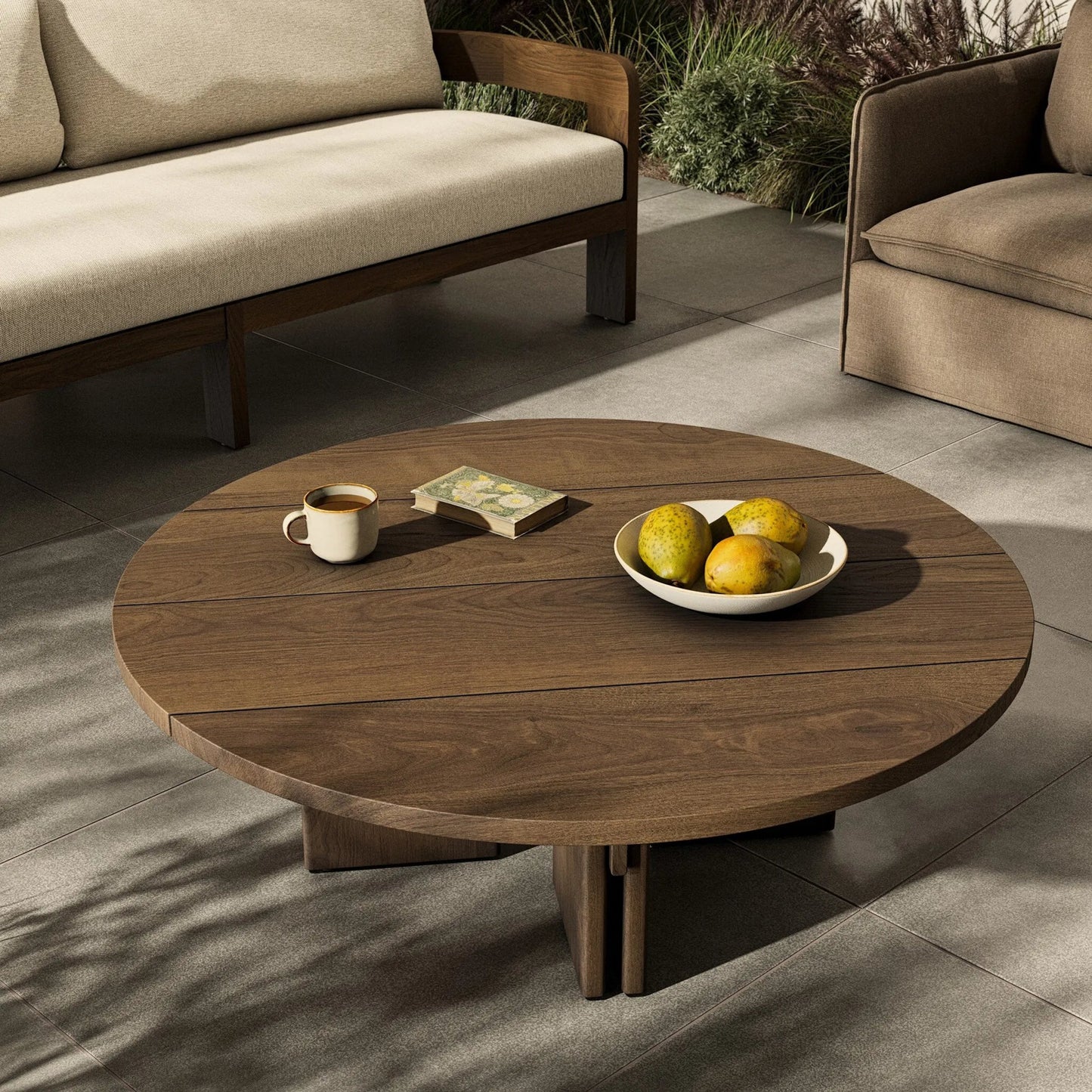 012 SI-2320221 | Lifestyle | Railay Outdoor Coffee Table by Four Hands in stained toasted brown-fsc. Made from solid fsc®-certified teak in a traditional style.