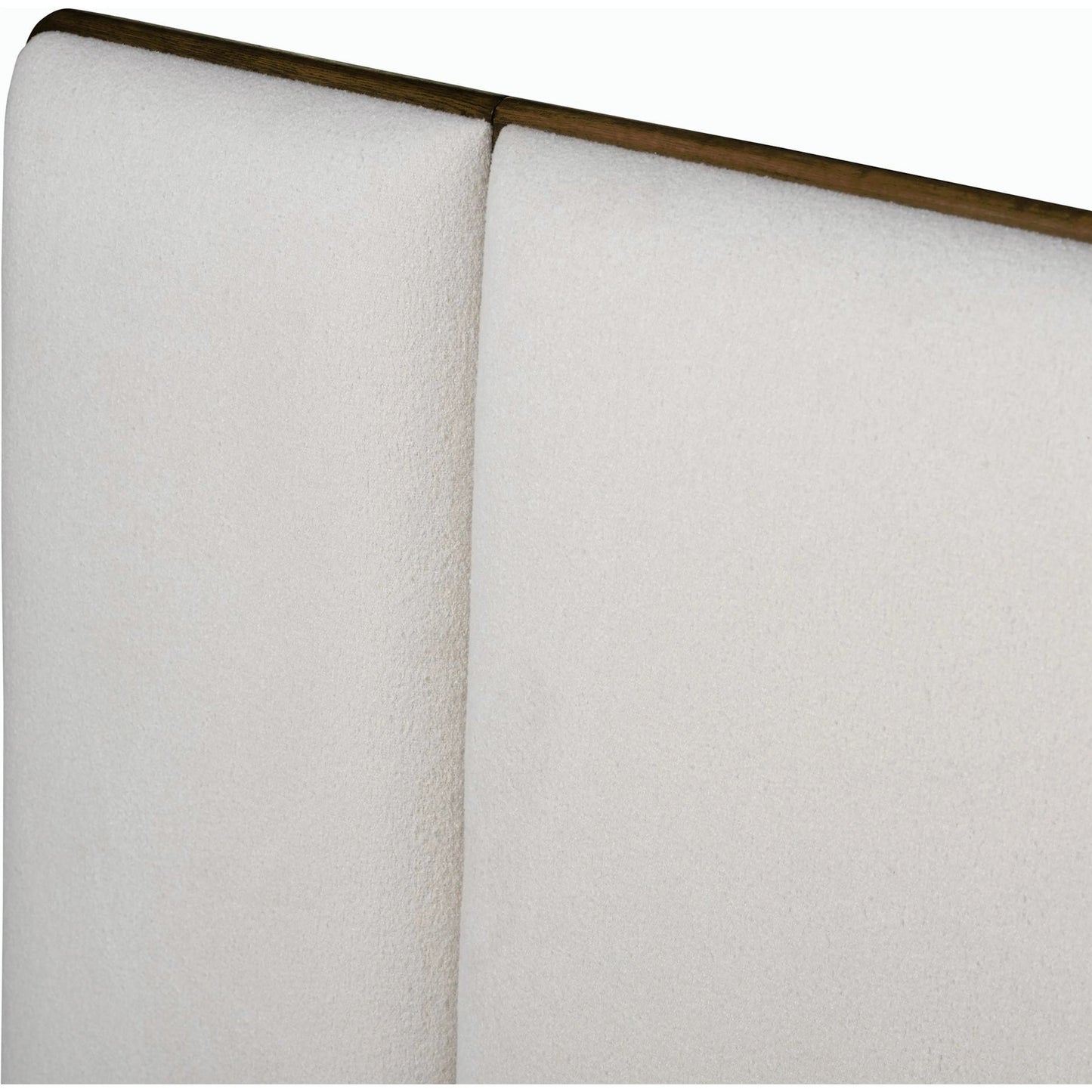 020 SI-2158410 | Closeup | Regan Bed by Four Hands in crete ivory, rustic fawn, rustic fawn veneer. Made from 100% polyester, solid oak, resawn oak in a modern style.